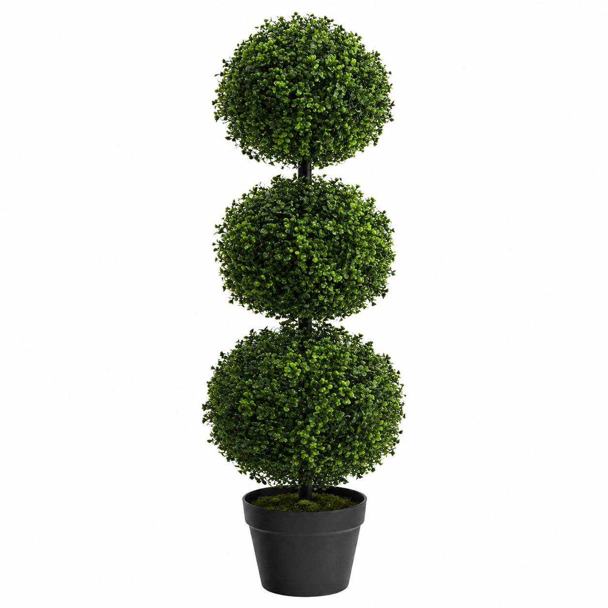 Arbre artificiel topiaire 120 cm en plastique vert pour décoration intérieure à trois boules