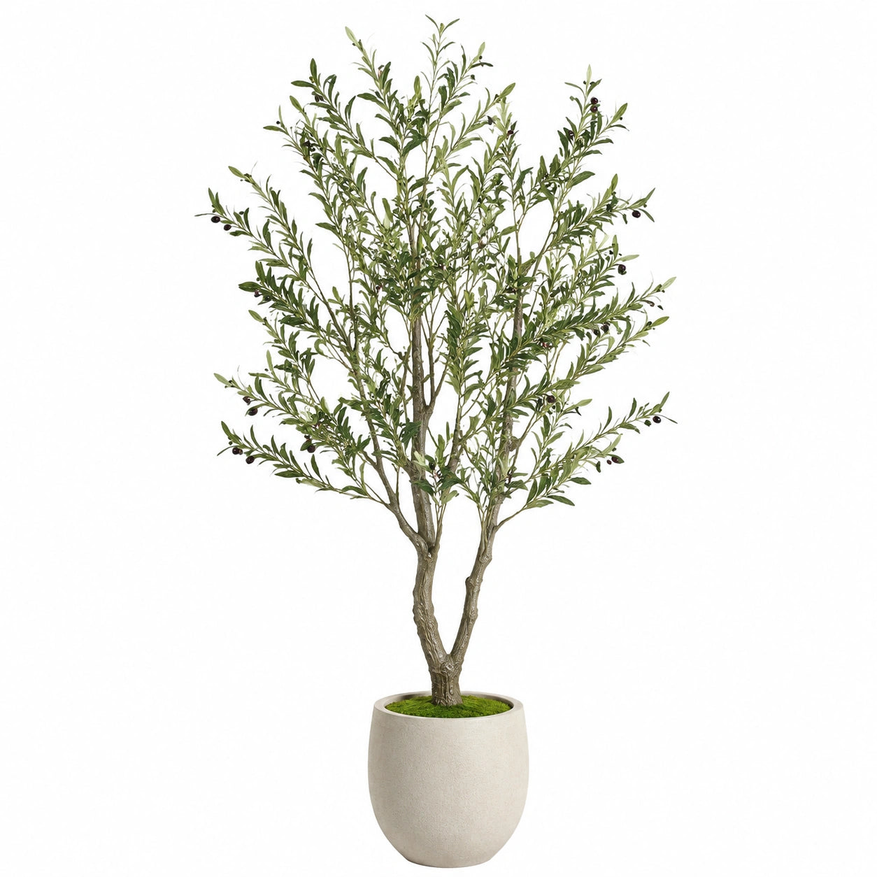 Olivier artificiel 180 cm en plastique vert avec pot décoratif pour intérieur