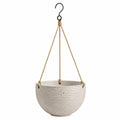 Pot de fleurs suspendu 25 cm en céramique beige avec cordes en jute pour plantes