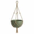 Pot de fleurs suspendu Ø20 cm en céramique vert avec corde tressée pour intérieur