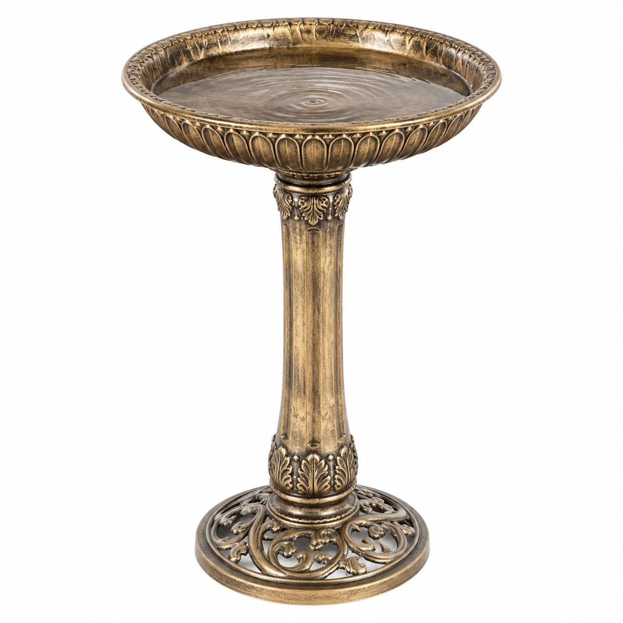 Bain d'oiseaux sur pied en métal bronze Ø 50 cm style classique pour jardin