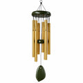 Carillon à vent suspendu 80 cm en métal doré et pierre verte pour décoration intérieure extérieure