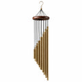 Carillon à vent 85 cm en métal doré et bois brun à suspendre décoratif