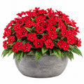 Plante artificielle en pot 45 cm fleurs rouges feuillage vert décoration intérieure