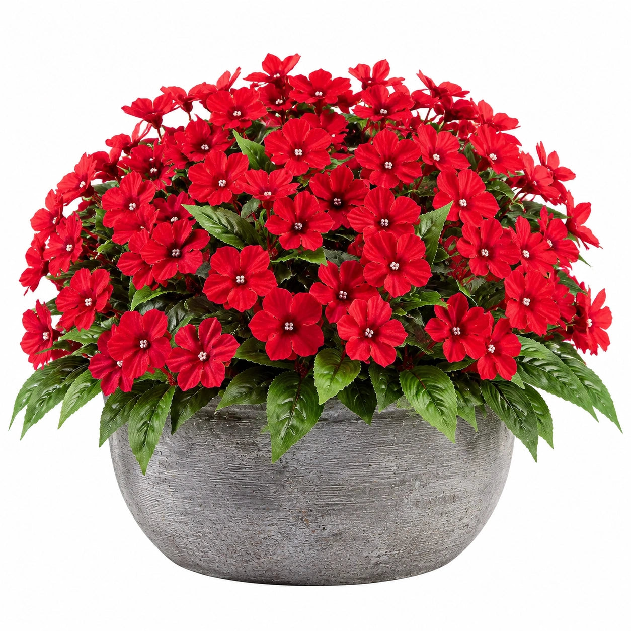 Plante artificielle en pot 45 cm fleurs rouges feuillage vert décoration intérieure