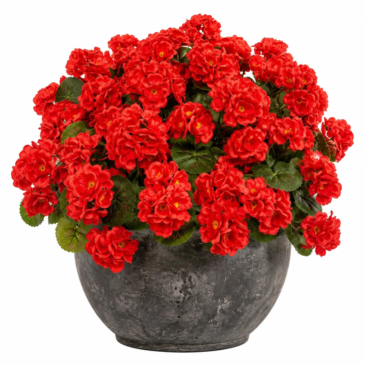 Plante artificielle en pot 45 cm fleurs rouges feuillage vert décorative