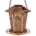 Mangeoire à oiseaux suspendue Ø 30 cm métal bronze décor ajouré pour extérieur