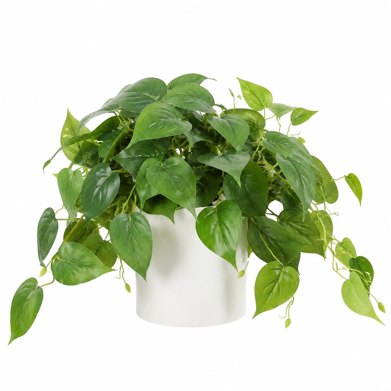 Plante verte artificielle 38 cm en plastique vert avec pot blanc décoratif retombant