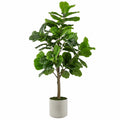 Plante verte artificielle 150 cm en polyester vert avec pot en ciment pour intérieur