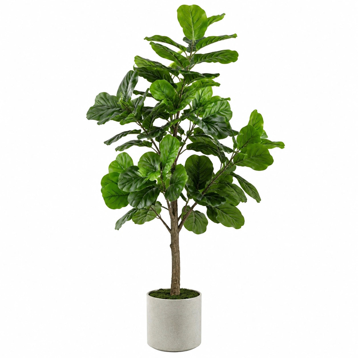 Plante verte artificielle 150 cm en polyester vert avec pot en ciment pour intérieur